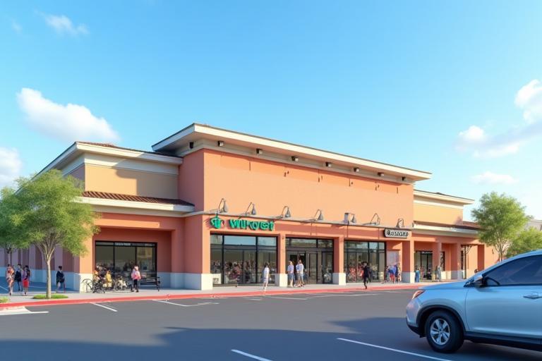 Refurbished roof on a busy retail center in Anderson, enhancing property value and protection.