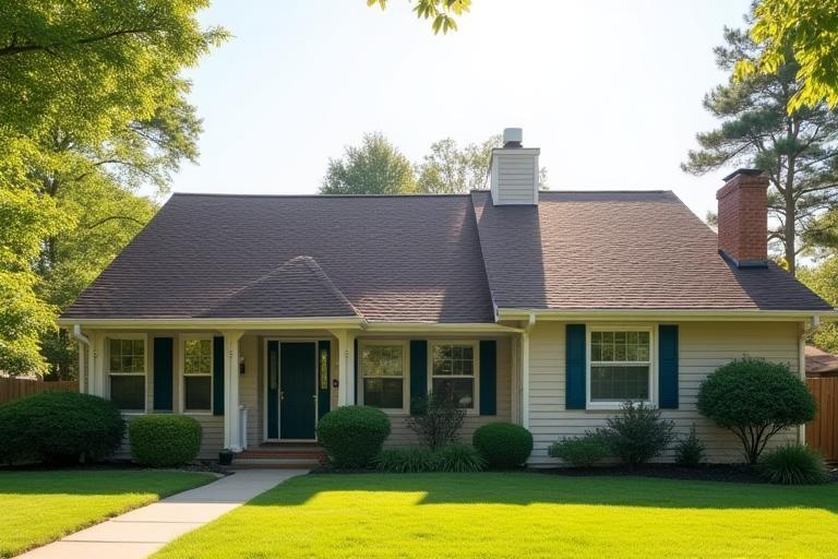 Newly installed roof on a suburban home in Redding after a complete re-roof project.